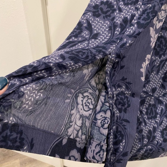 Vintage 90s sag harbor boho fairy floral sleeveless maxi dress blue gray medium - Picture 6 of 8